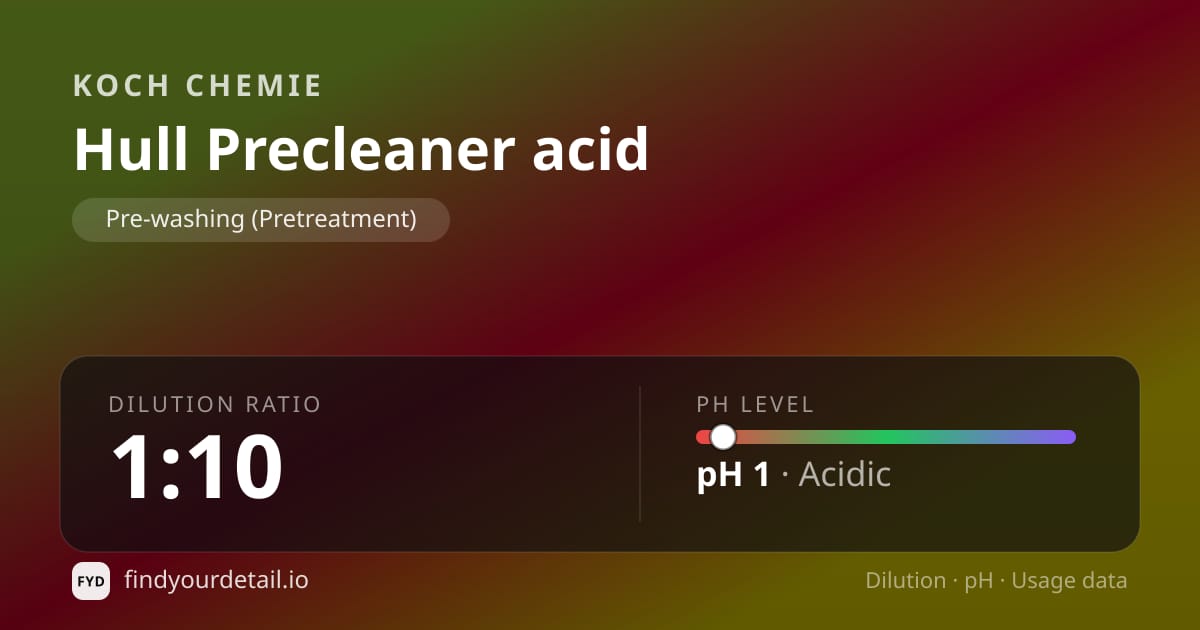 Koch Chemie 헐 프리클리너 애시드 희석비 pH 스펙 카드