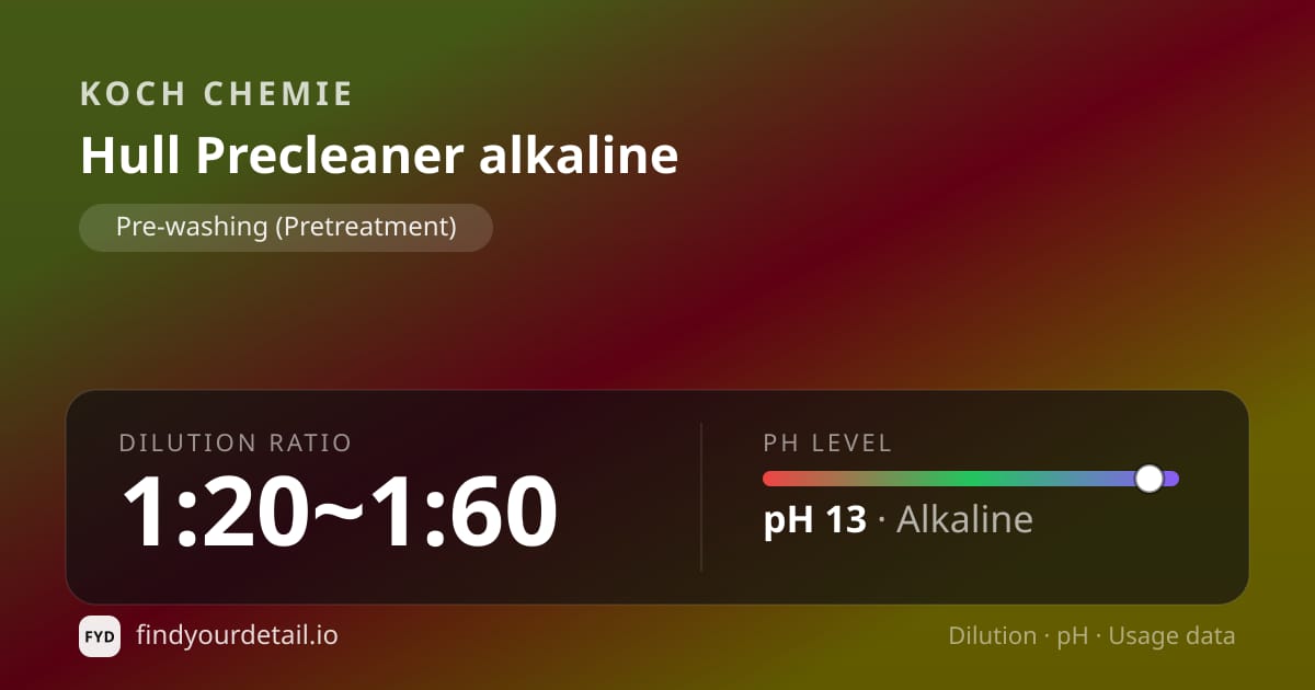 Koch Chemie 헐 프리클리너 알칼린 희석비 pH 스펙 카드