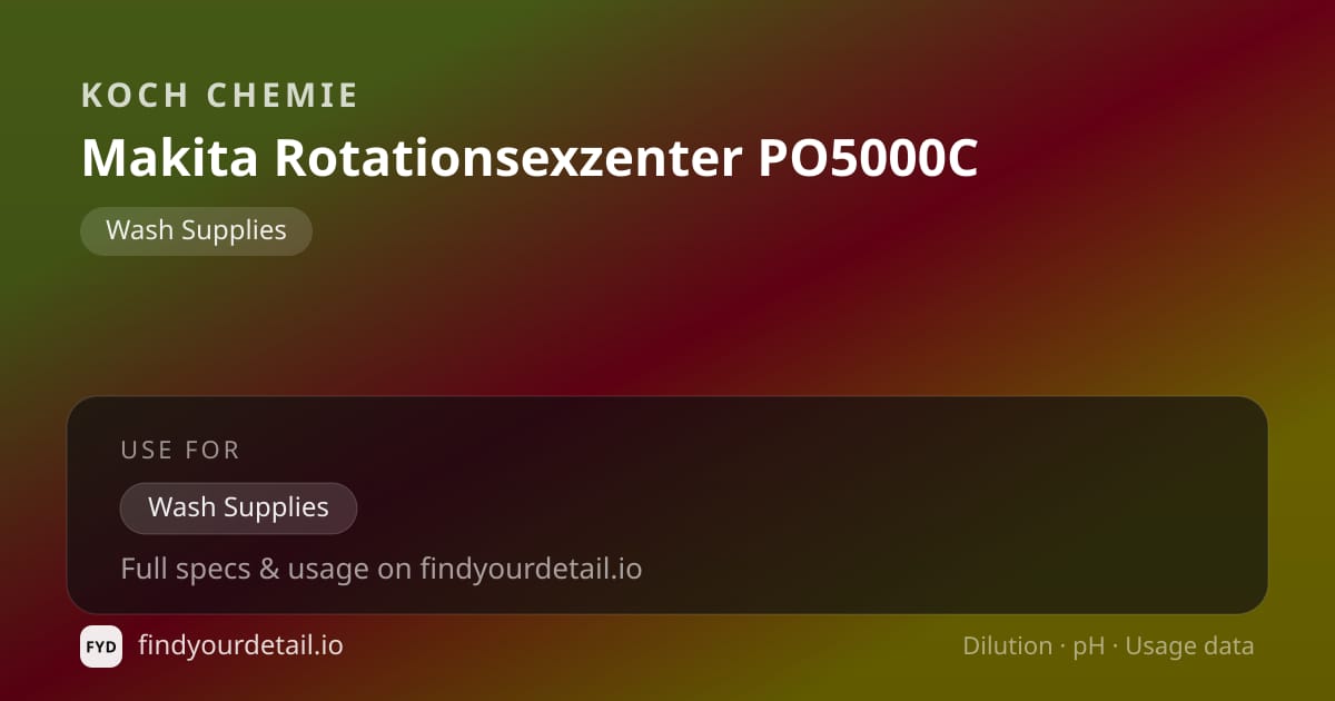 Koch Chemie 마키타 로테이션 익센터 PO5000C 희석비 pH 스펙 카드