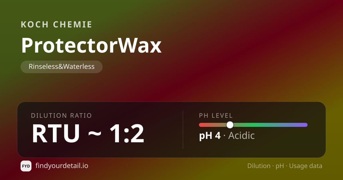 Koch Chemie 프로텍터왁스 희석비 pH 스펙 카드