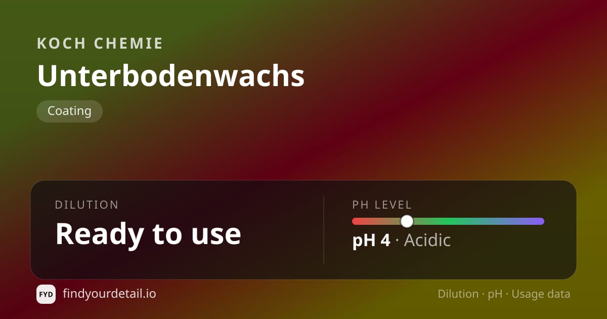 Koch Chemie 운터보덴박스 희석비 pH 스펙 카드