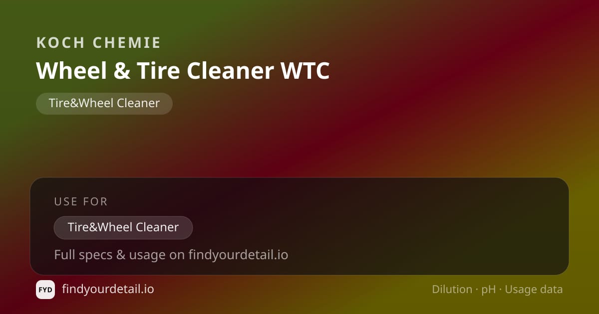 Koch Chemie Wheel & Tire Cleaner dilution ratio and pH specification chart