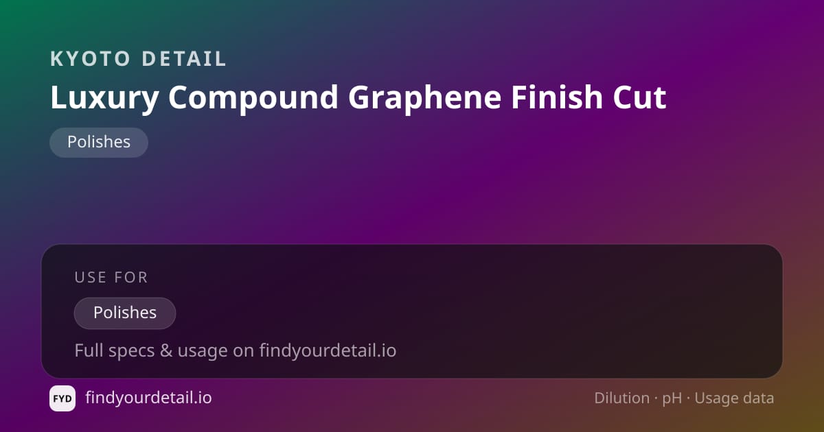 KYOTO DETAIL Luxury Compound Graphene Finish Cut dilution ratio and pH specification chart