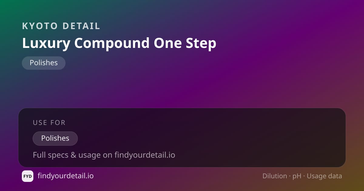 KYOTO DETAIL Luxury Compound One Step dilution ratio and pH specification chart