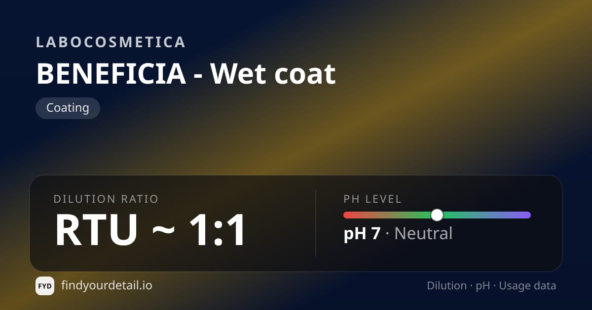 Labocosmetica 베네피시아 - 웨트 코트 희석비 pH 스펙 카드