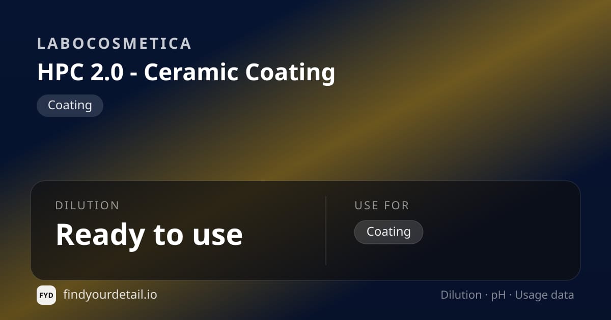 Labocosmetica HPC 2.0 - 세라믹 코팅 희석비 pH 스펙 카드