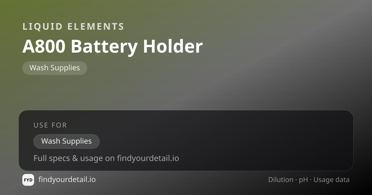 Liquid Elements A800 Battery Holder dilution ratio and pH specification chart
