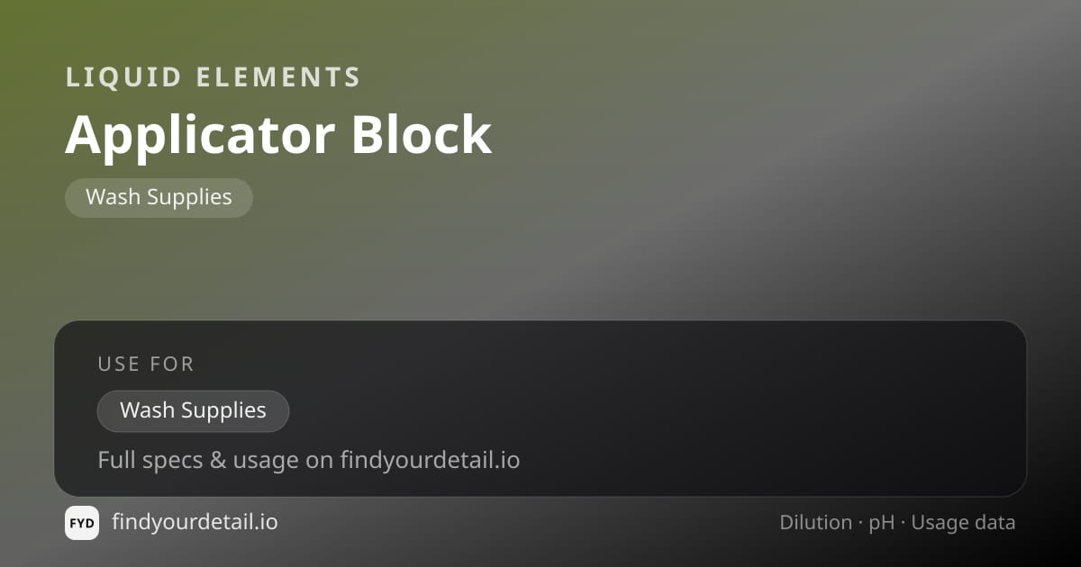 Liquid Elements Applicator Block dilution ratio and pH specification chart