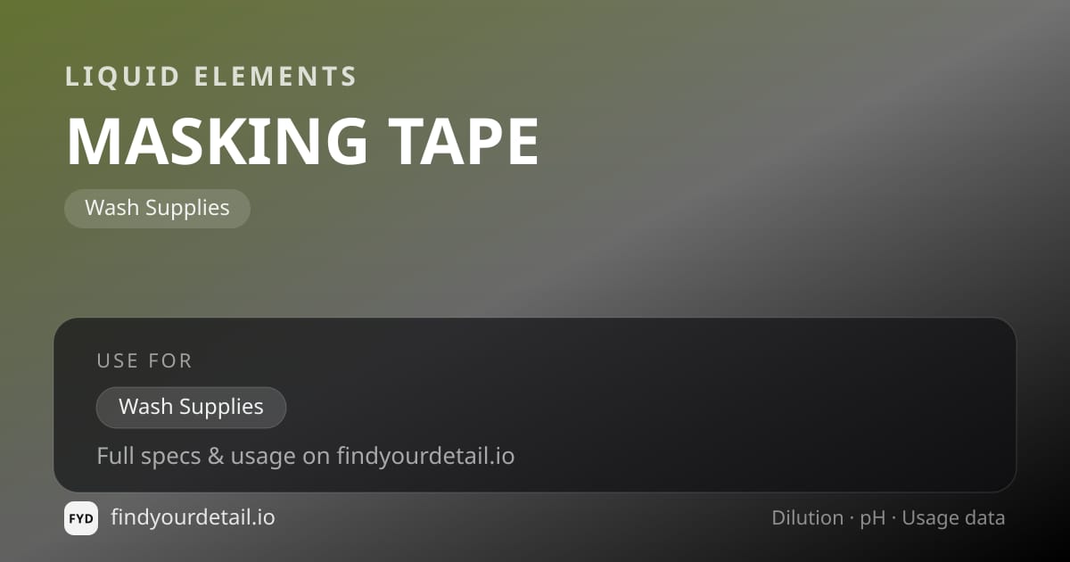 Liquid Elements MASKING TAPE dilution ratio and pH specification chart
