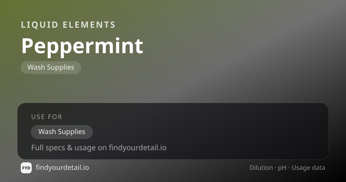 Liquid Elements Peppermint dilution ratio and pH specification chart