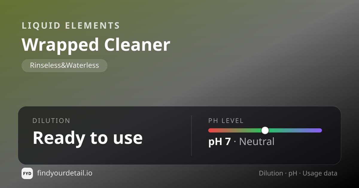 Liquid Elements Wrapped Cleaner dilution ratio and pH specification chart