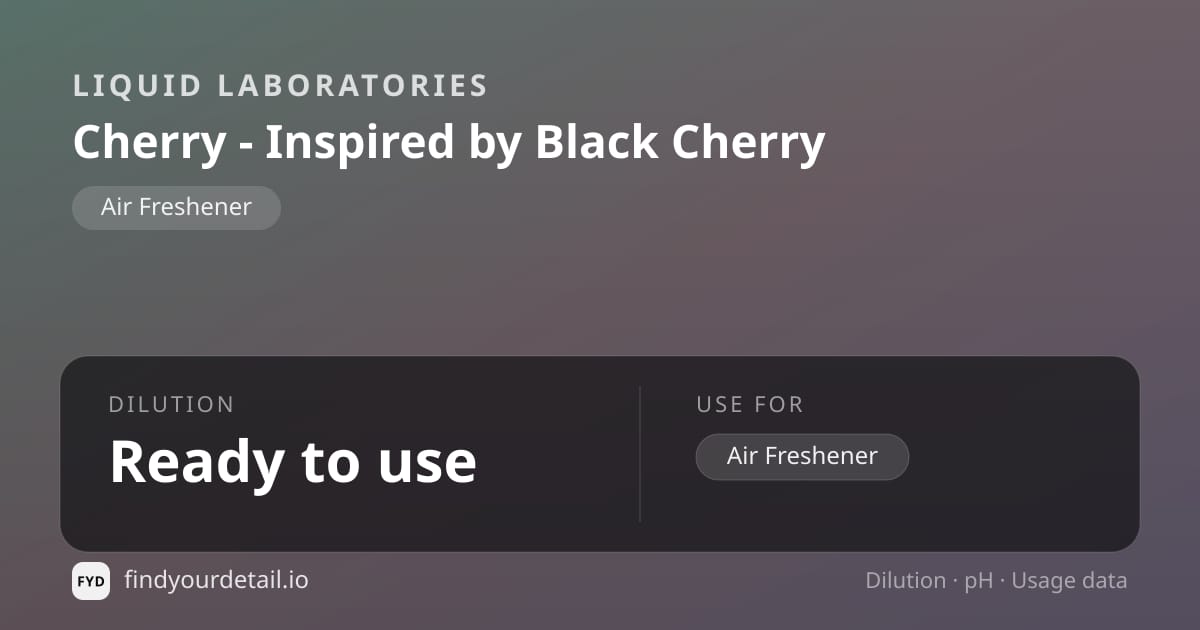 Liquid Laboratories Cherry - Inspired by Black Cherry dilution ratio and pH specification chart