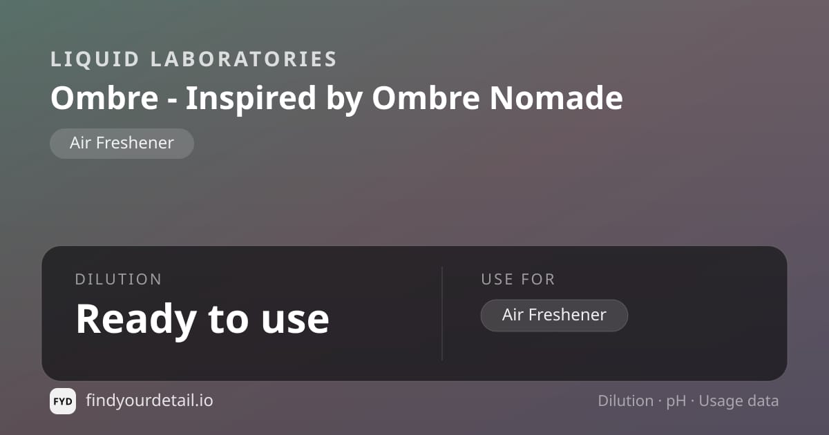 Liquid Laboratories Ombre - Inspired by Ombre Nomade dilution ratio and pH specification chart