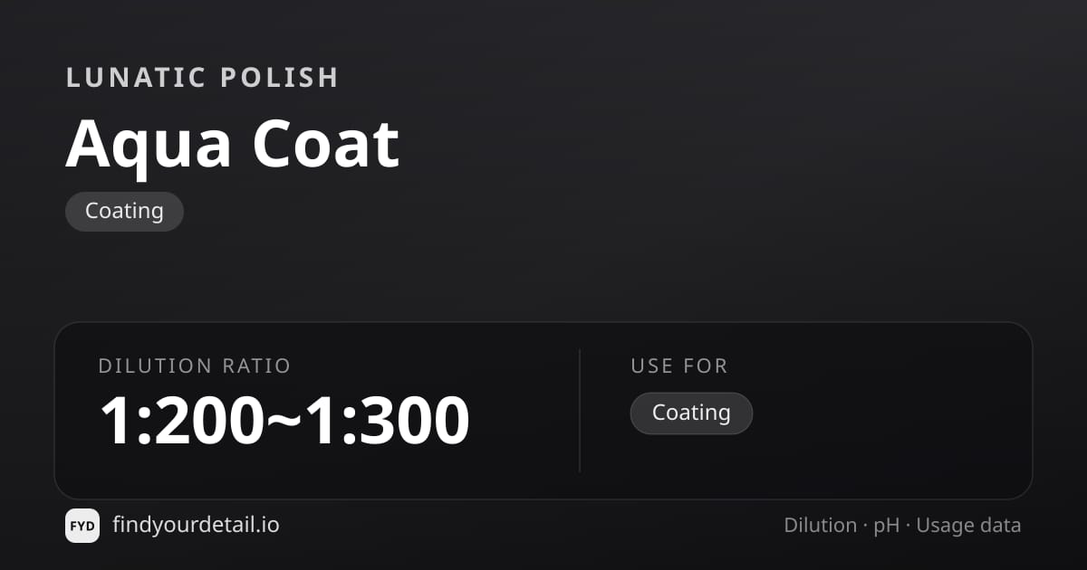 Lunatic Polish 아쿠아코트 희석비 pH 스펙 카드