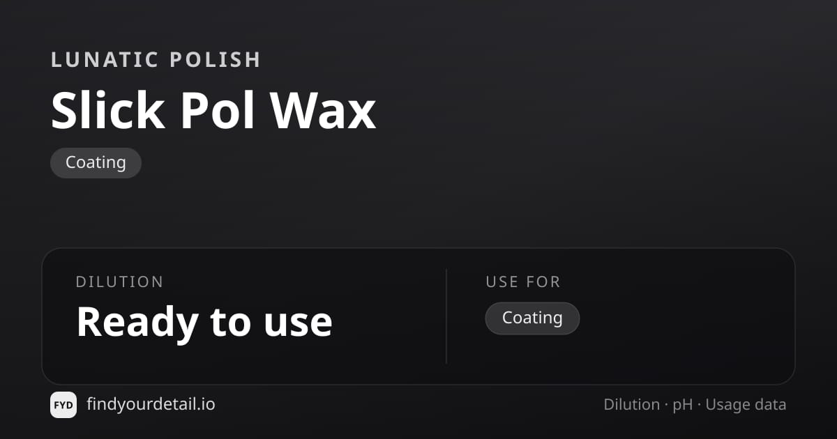 Lunatic Polish 슬릭폴왁스 희석비 pH 스펙 카드