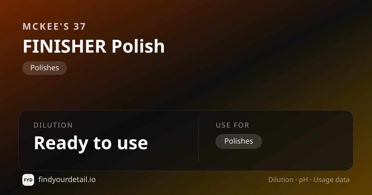 McKee's 37 FINISHER Polish dilution ratio and pH specification chart