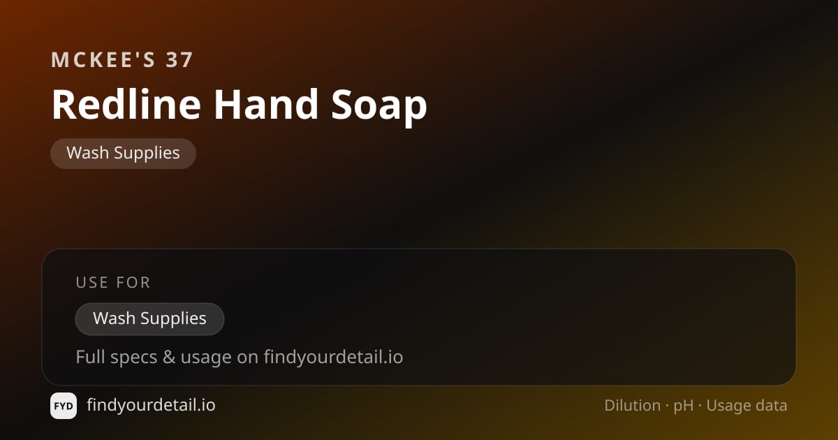 McKee's 37 Redline Hand Soap dilution ratio and pH specification chart