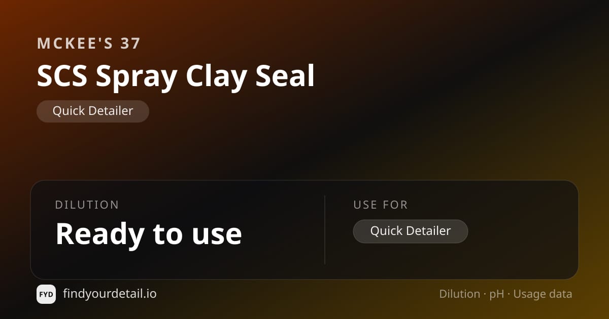 McKee's 37 SCS Spray Clay Seal dilution ratio and pH specification chart