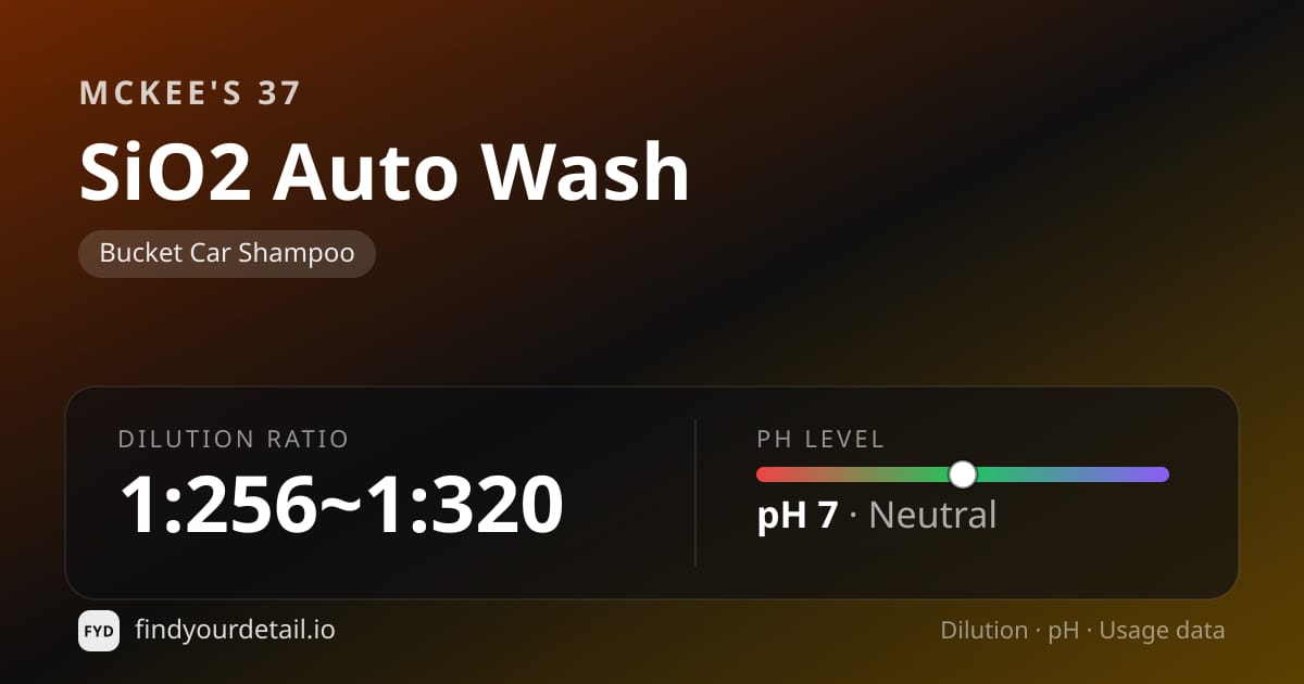 McKee's 37 SiO2 Auto Wash dilution ratio and pH specification chart