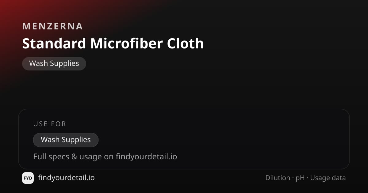 Menzerna Standard Microfiber Cloth dilution ratio and pH specification chart