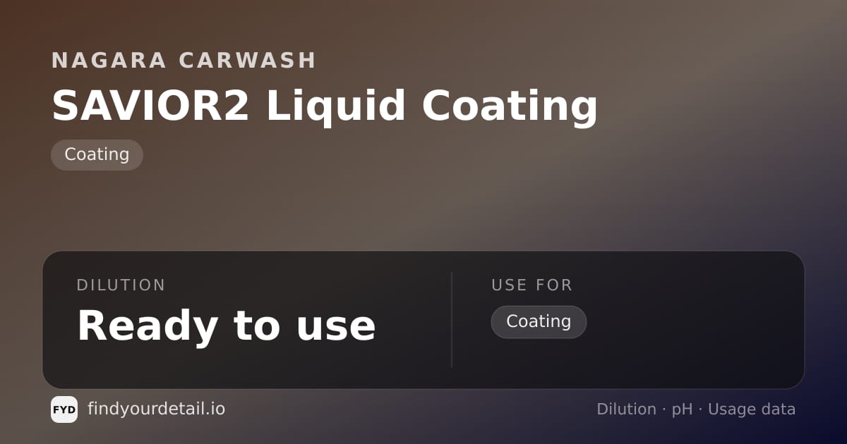 Nagara Carwash 세이버2 액체 코팅 희석비 pH 스펙 카드