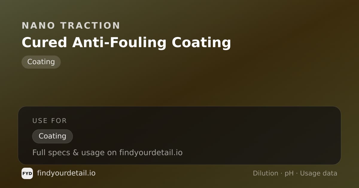 Nano Traction Cured Anti-Fouling Coating dilution ratio and pH specification chart