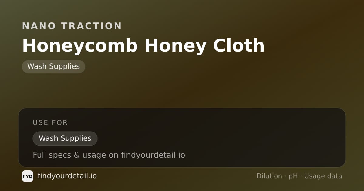 Nano Traction Honeycomb Honey Cloth dilution ratio and pH specification chart