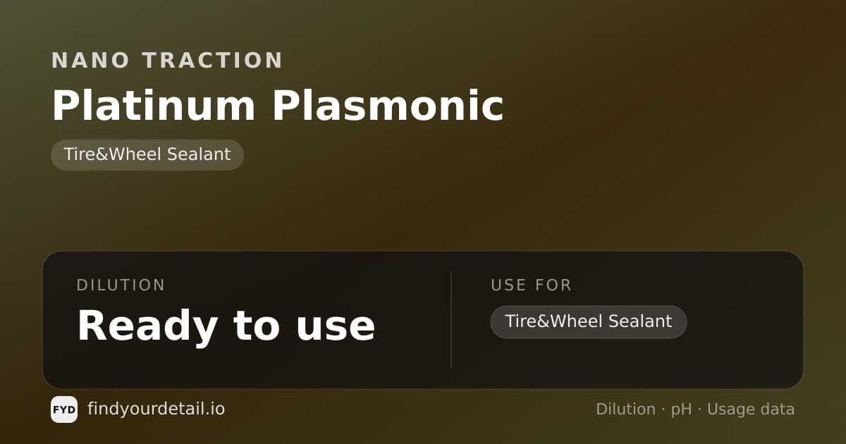 Nano Traction Platinum Plasmonic dilution ratio and pH specification chart