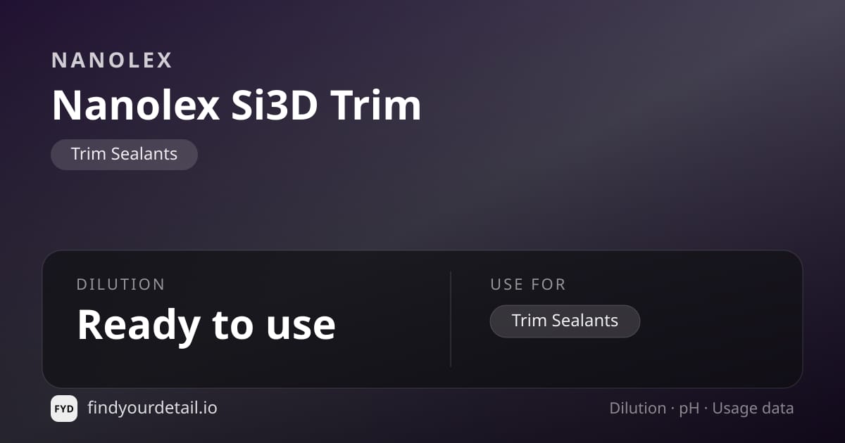 Nanolex 나노렉스 Si3D 트림 희석비 pH 스펙 카드