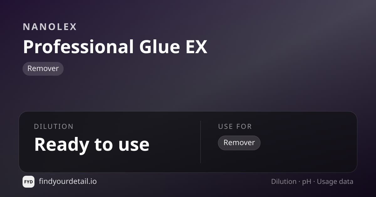 Nanolex 프로페셔널 글루 EX 희석비 pH 스펙 카드