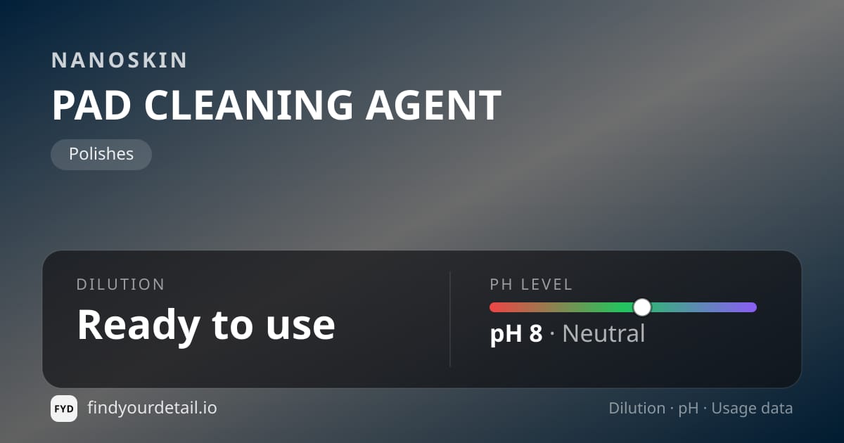 NANOSKIN PAD CLEANING AGENT dilution ratio and pH specification chart