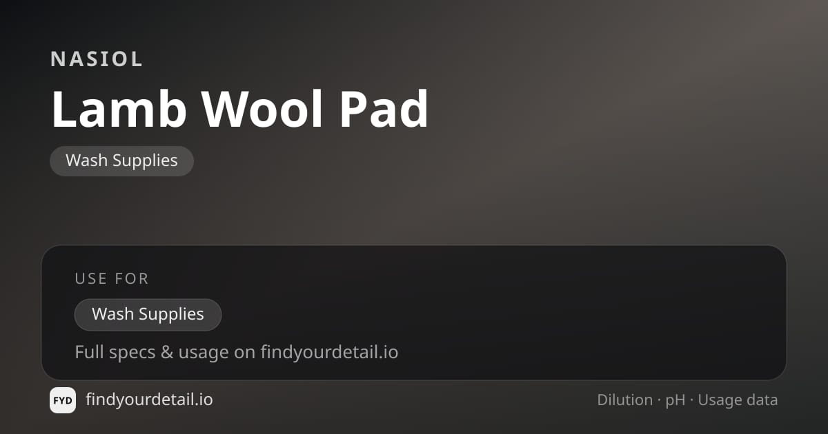 Nasiol Lamb Wool Pad dilution ratio and pH specification chart