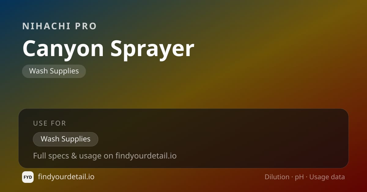 Nihachi Pro Canyon Sprayer dilution ratio and pH specification chart