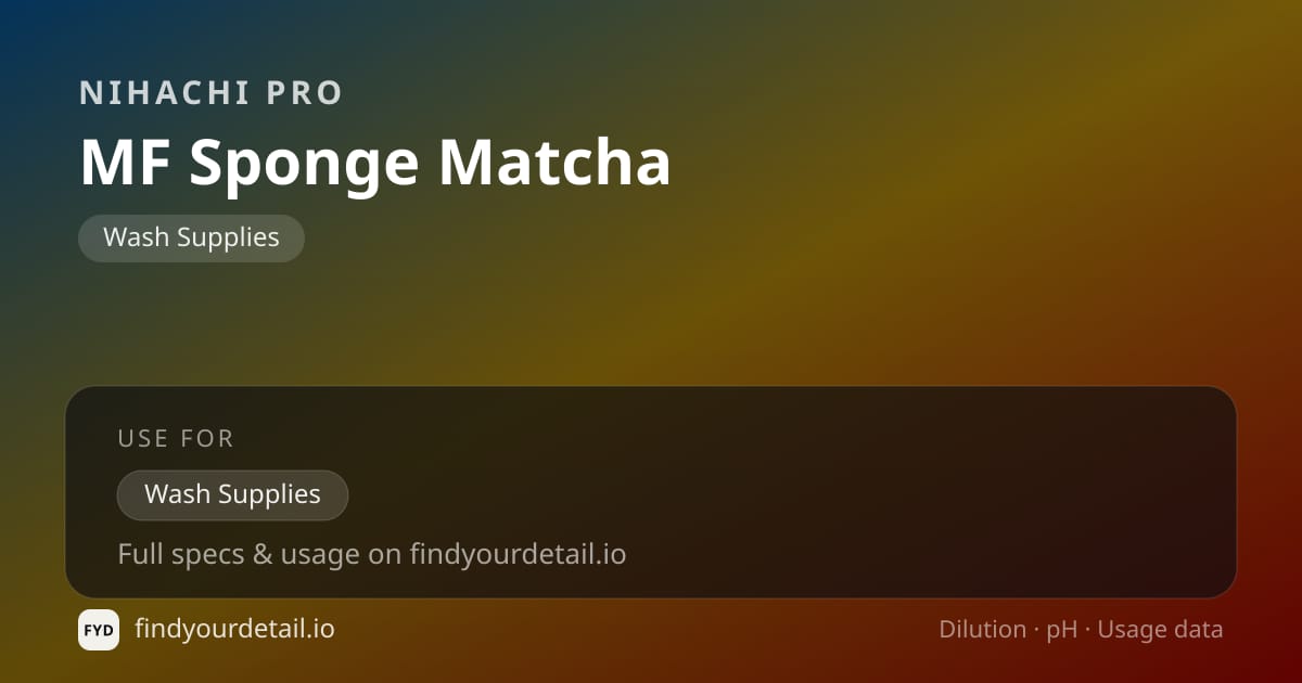 Nihachi Pro MF Sponge Matcha dilution ratio and pH specification chart