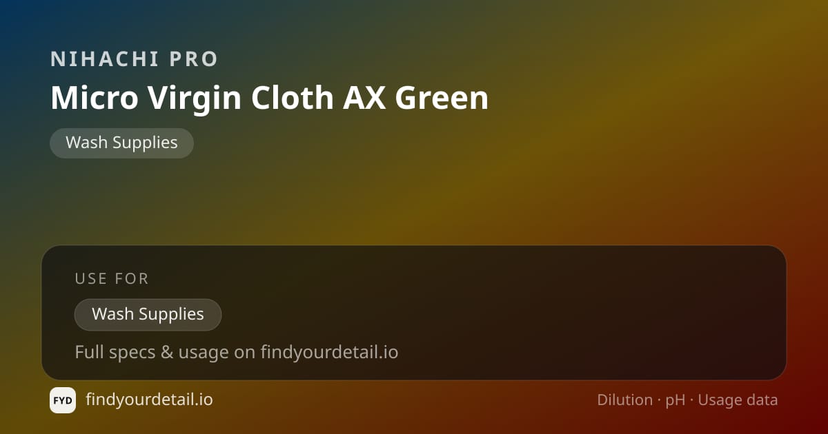 Nihachi Pro 마이크로 버진 클로스 AX 그린 희석비 pH 스펙 카드