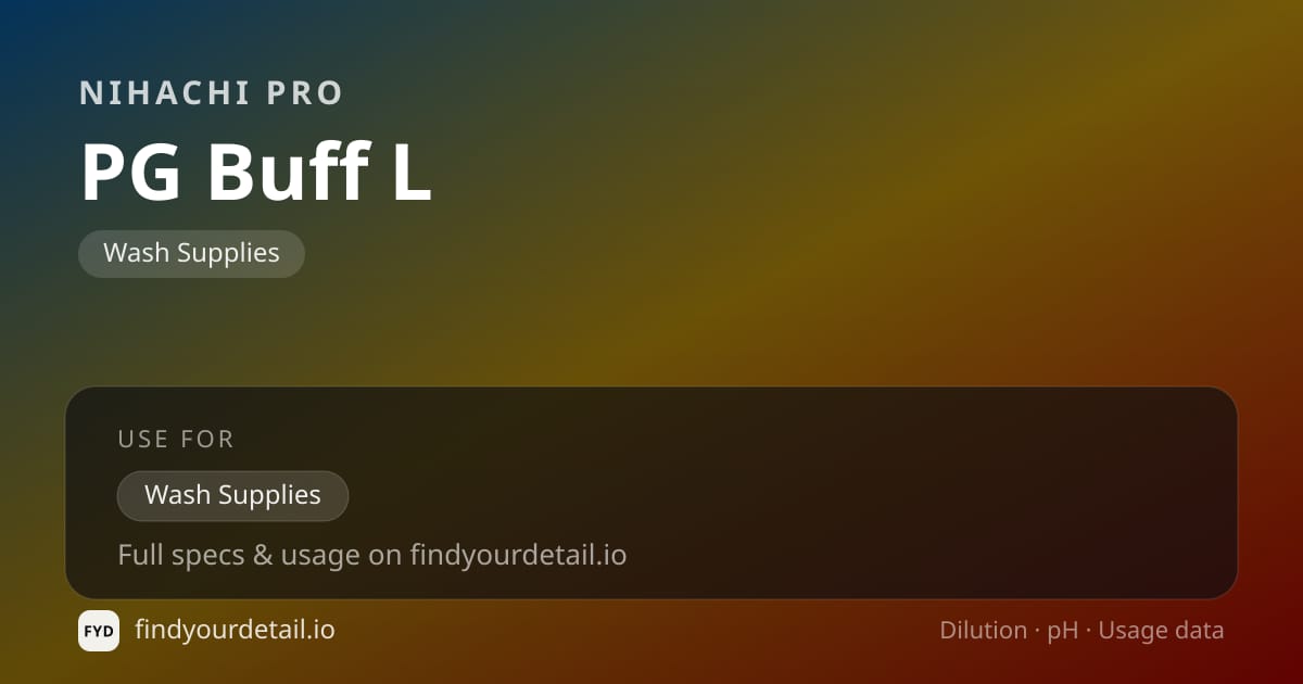 Nihachi Pro PG Buff L dilution ratio and pH specification chart