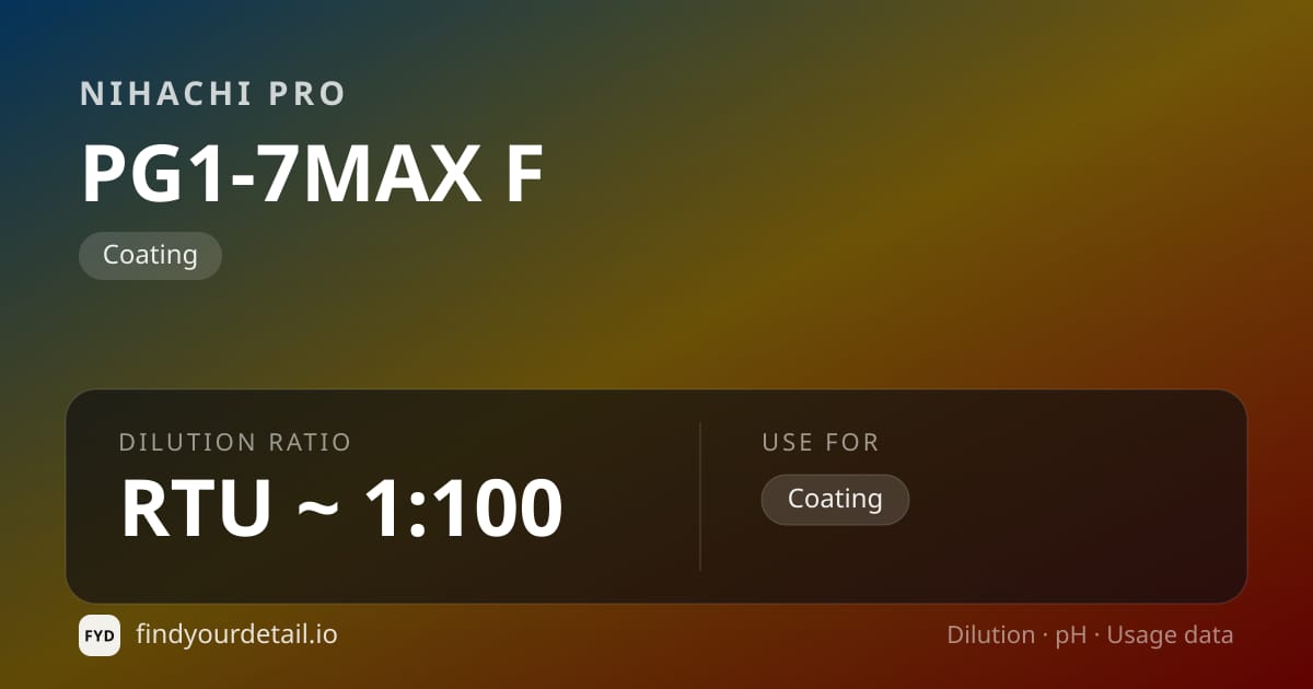 Nihachi Pro PG1-7MAX F 희석비 pH 스펙 카드