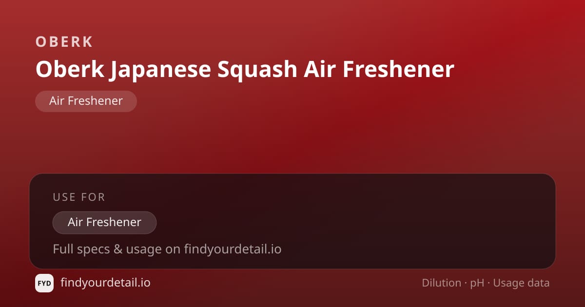OBERK Oberk Japanese Squash Air Freshener dilution ratio and pH specification chart
