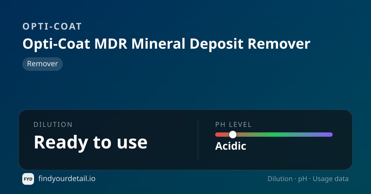 OPTI-COAT 옵티코트 MDR 미네랄 디포짓 리무버 희석비 pH 스펙 카드
