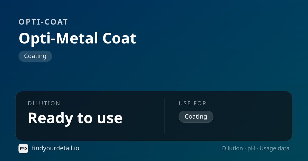 OPTI-COAT 옵티-메탈 코트 희석비 pH 스펙 카드