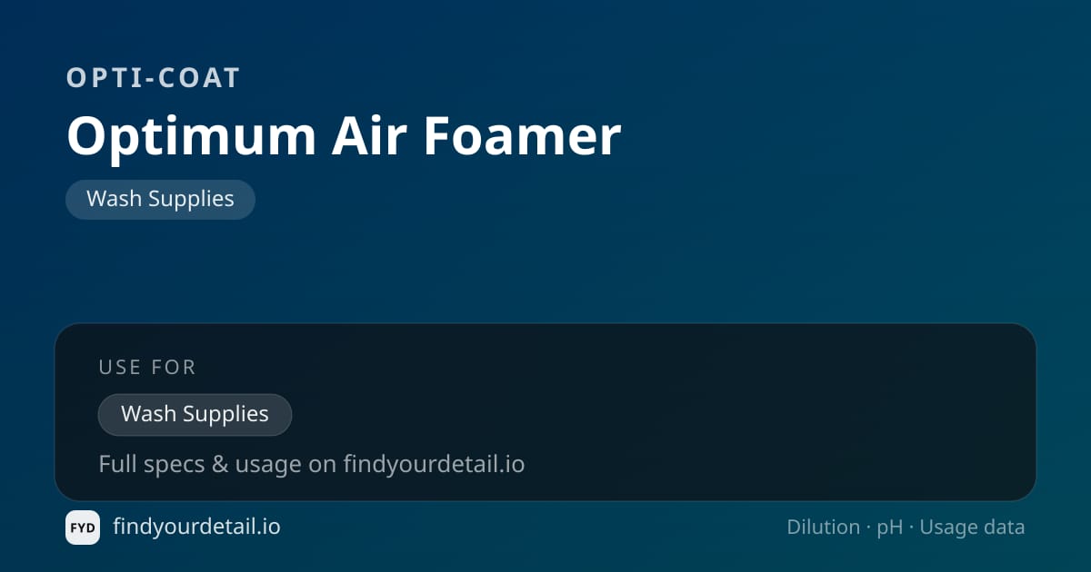 OPTI-COAT 옵티멈 에어 Foamer 희석비 pH 스펙 카드