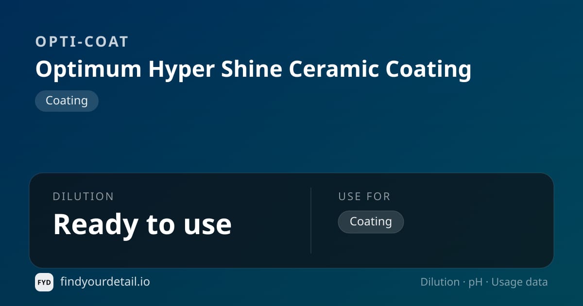OPTI-COAT 옵티멈 하이퍼 샤인 세라믹 코팅 희석비 pH 스펙 카드