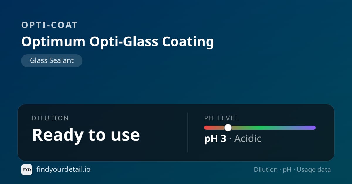 OPTI-COAT 옵티멈 옵티-글래스 코팅 희석비 pH 스펙 카드