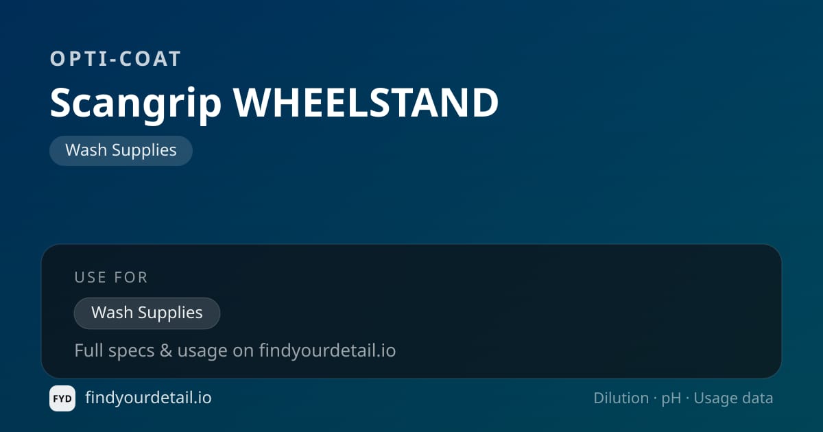 OPTI-COAT 스캔그립 WHEELSTAND 희석비 pH 스펙 카드
