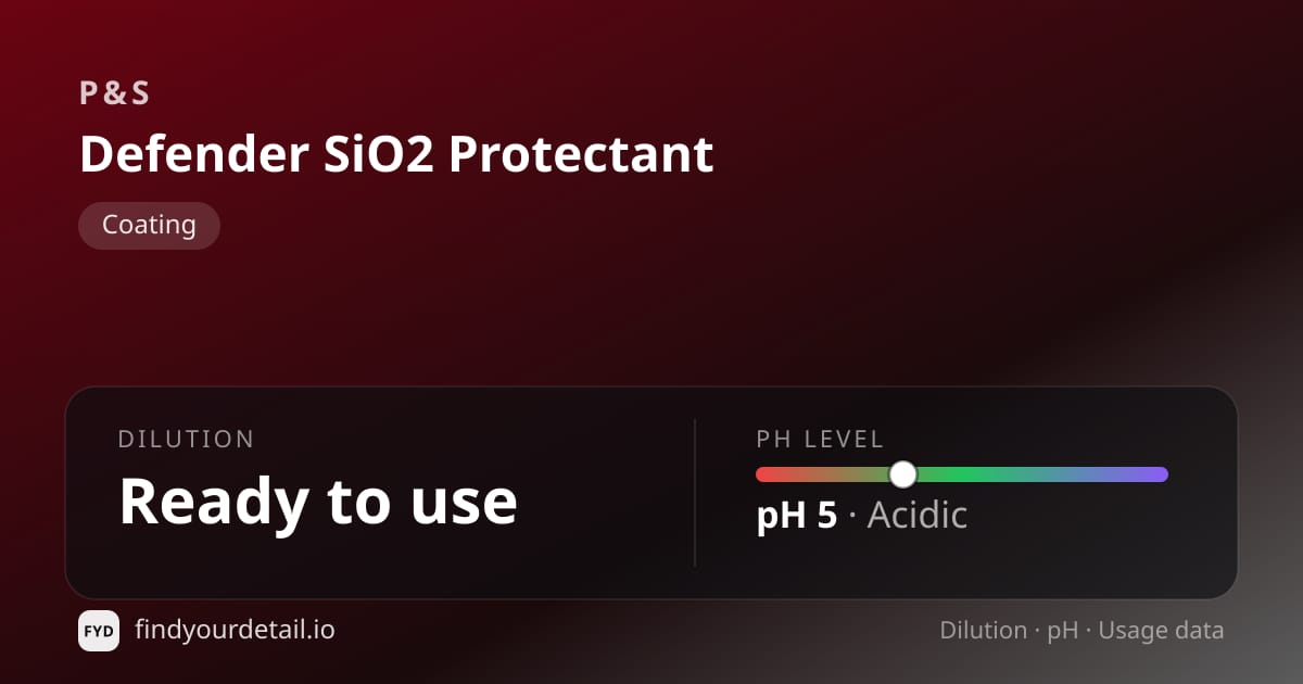 P&S 디펜더 SiO2 프로텍턴트 희석비 pH 스펙 카드