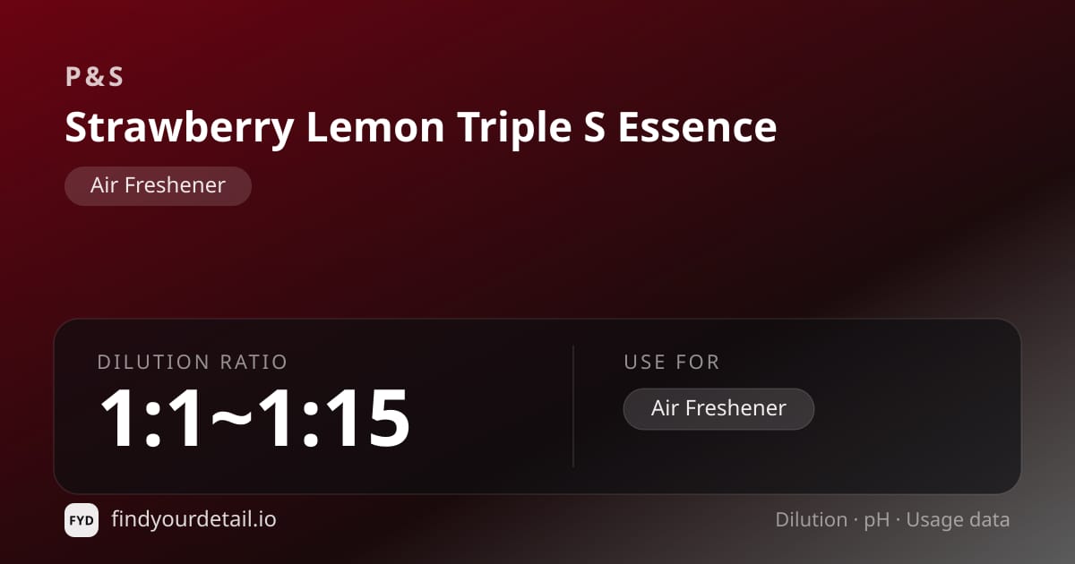 P&S Strawberry Lemon Triple S Essence dilution ratio and pH specification chart