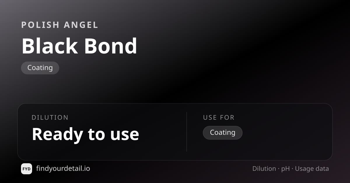 Polish Angel Black Bond dilution ratio and pH specification chart
