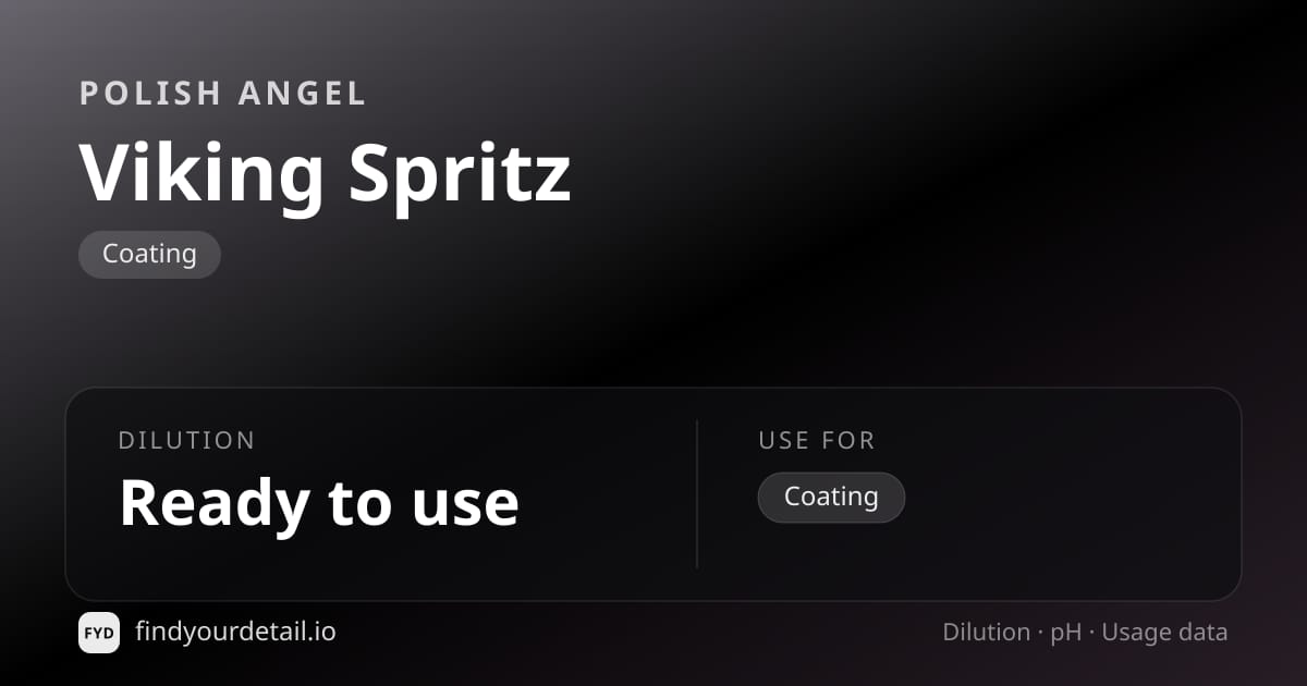 Polish Angel Viking Spritz dilution ratio and pH specification chart