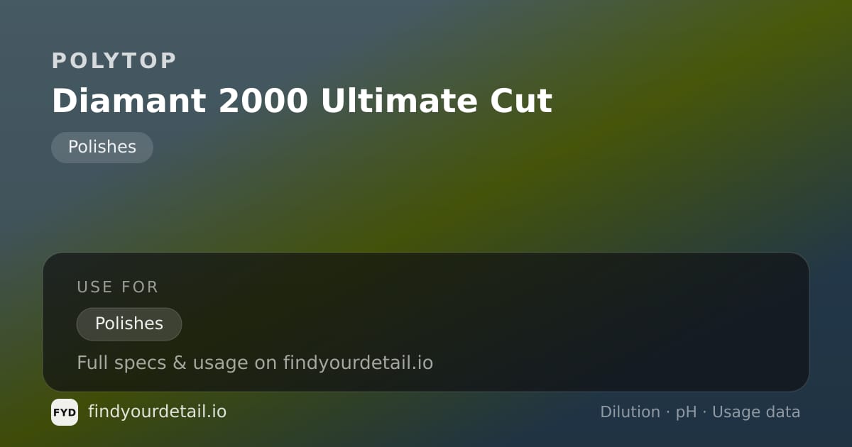 POLYTOP Diamant 2000 Ultimate Cut dilution ratio and pH specification chart