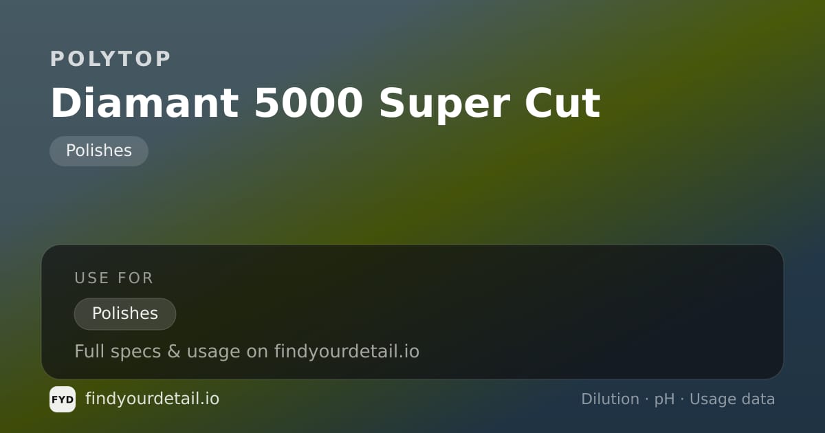 POLYTOP Diamant 5000 Super Cut dilution ratio and pH specification chart